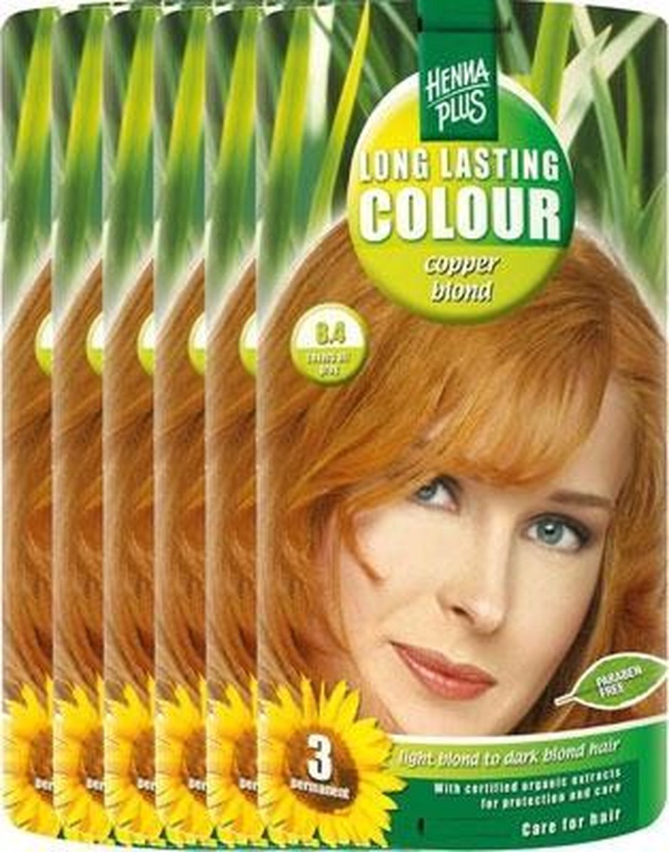 Hennaplus Long Lasting Colour 8.4 Copper Blond Voordeelverpakking