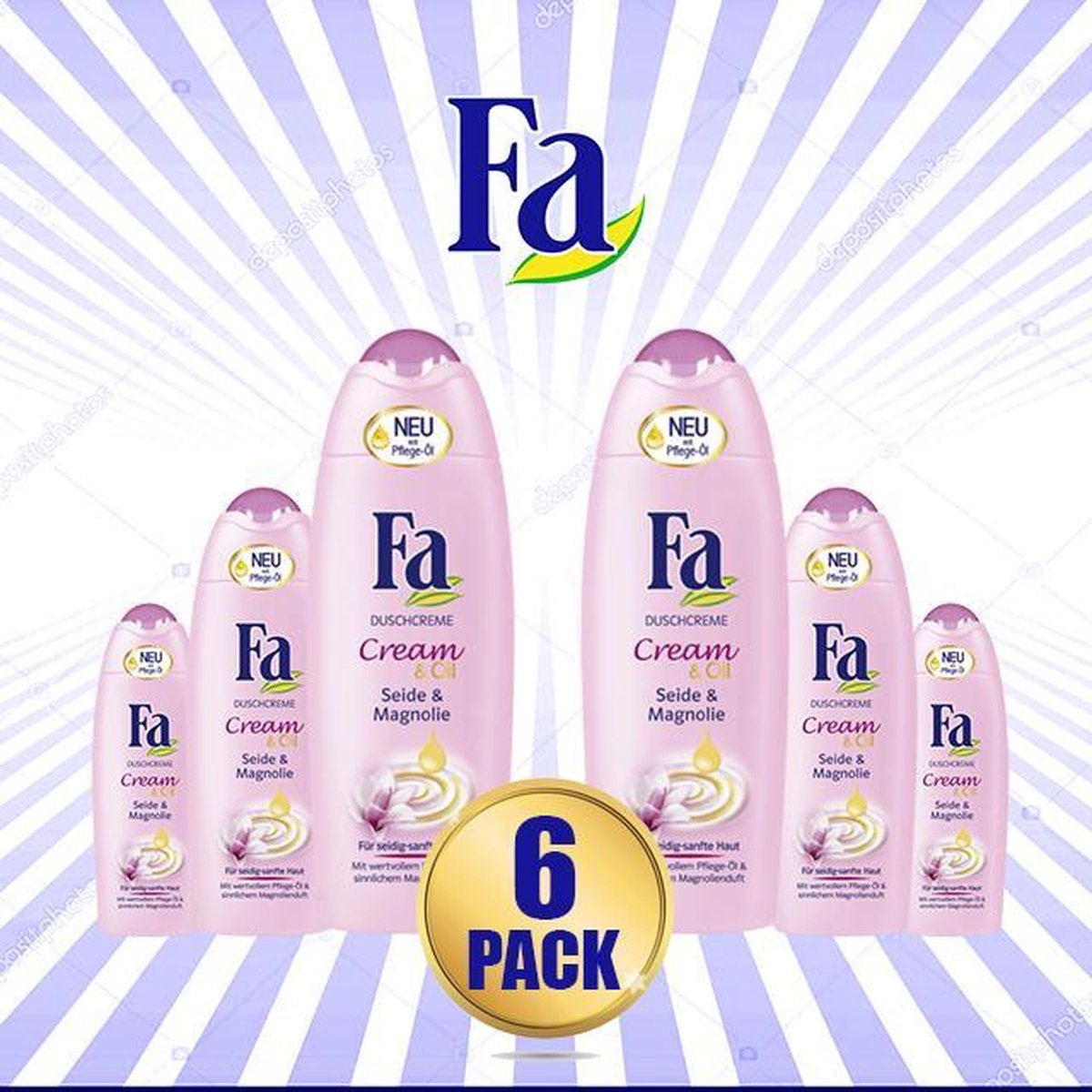 Fa Cream & Oil Douche Gel 400ml - 6 Pack Voordeelverpakking + Haarloop