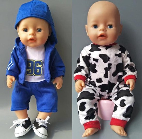Reusachtig Tweet Teleurgesteld Poppenkleding, geschikt voor Baby Born pop, Stoer Blauw Pakje + Koe Pyjama  - Jongen | bol.com