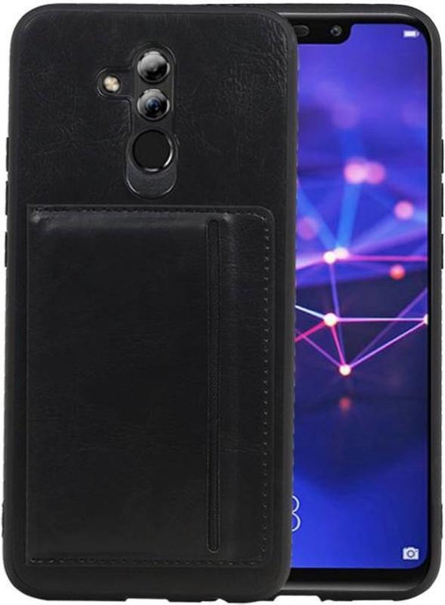 Staand Back Cover 1 Pasjes voor Huawei Mate 20 Lite Zwart