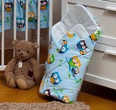 Wikkeldeken - Baby swaddle - 80x80cm - licht blauw met uilen