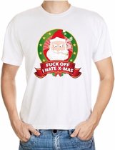 Foute kerst shirt wit - Fuck off I hate x-mas - voor heren S