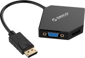 Orico - Displaypoort naar HDMI, DVI en VGA Adapter - kabellengte: 17 cm - Video&Audio - 1920 x 1080P - Zwart