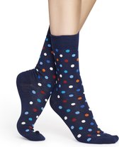 Happy Socks - Dots - Donkerblauw/rood/wit - Unisex - Maat 36-40