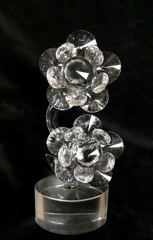Fleur en cristal double sur pied .9x6x21cm Fleurs en verre de cristal parfaites et exquises faites à la main.