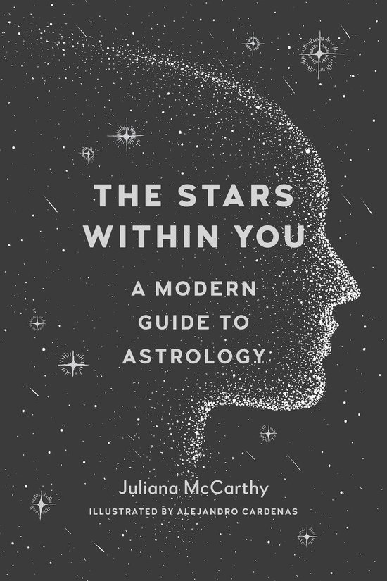 Livre 'The Stars Within You', un guide moderne de l'astrologie, avec le profil d'un visage formé d'étoiles sur un ciel sombre.