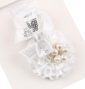 Wit  Baby Haarband - Hoofdband - Haarstrikje - Haar Strikje - Baby Haar Accessoires - Haarclips met bloemetjes en een strikje