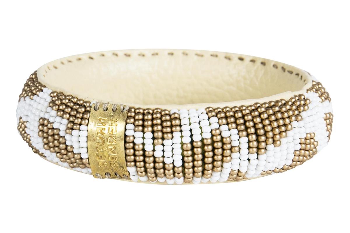 Return to Sender Armband dames smal - wit goud - giraf - Ø7 cm - glazen kralen