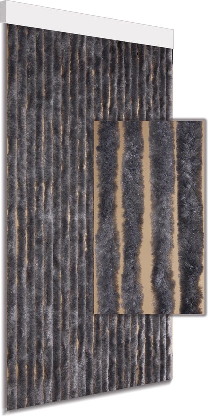 Vliegengordijn/deurgordijn kattenstaart effen grijs 90x210cm