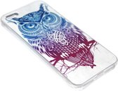 Uilen hoesje blauwrood siliconen Geschikt voor iPhone 5/ 5S/ SE