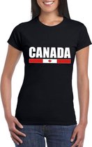 Zwart Canada supporter t-shirt voor dames - Canadese vlag shirts L