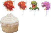 CREATIVE PARTY - Set van 12 taart versieringen dinosaurus - Decoratie > Taartdecoraties