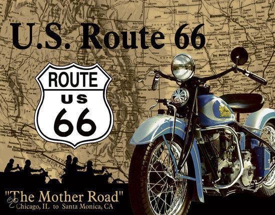 The Mother Road - Route 66 - Retro wandbord - Amerika USA - metaal.