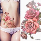 Plak Tattoos - Kleurrijke Bloemen Tattoo - Body Glitter - Tijdelijke Tatoeage - Festival Tattoe - Zomer feest tatoeage's - Festival Tattoo - Neptattoo- 1 vel Rozen