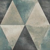 Hexagone driehoek blw/zw/zilver modern (vliesbehang, multicolor)