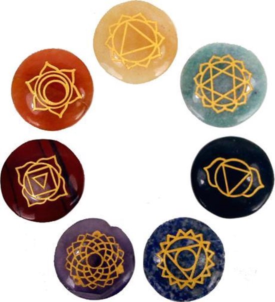 Set van 7 Chakra Symbolen Edelstenen