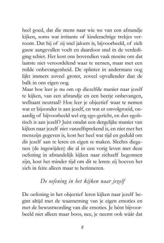 Boekpagina met de titel 'De oefening in het kijken naar jezelf'.