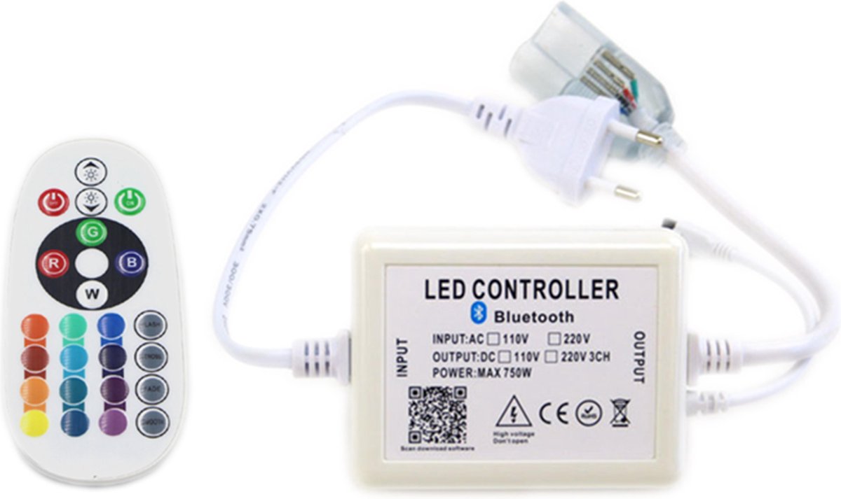 Groenovatie LED Neon Flex RGB Bluetooth Controller - Aansluitstekker Met Afstandsbediening