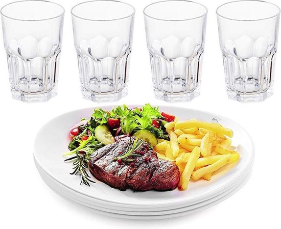 Luminarc Steakhouse Steakbord en 4 Glazen - 40 cl -Rond