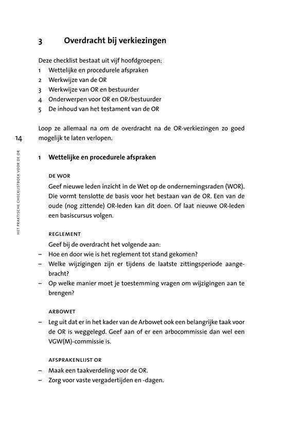 Tekstpagina met opsommingen over de overdracht bij verkiezingen.