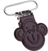 1 leuke bruine metalen speenkoord clip in de vorm van een aapje