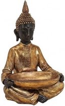Boeddha beeld met schaal goud 37 cm