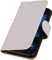 Crocodile Wit Samsung Galaxy J1 2015 - Book Case Wallet Cover Hoesje