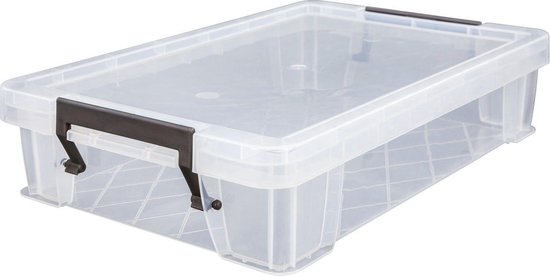 EZY Box 5.5L - Transparante A4 opbergdoos met grijse handvaten | bol.com