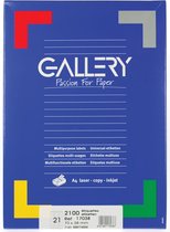 6x Gallery witte etiketten 70x38mm (bxh), rechte hoeken, doos a 2.100 etiketten
