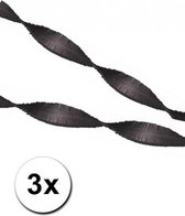 3 zwarte crepe papier slingers 5 meter