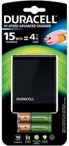 2x Duracell batterijlader Hi-Speed Advanced Charger, inclusief 2 AA en 2 AAA batterijen, op blister