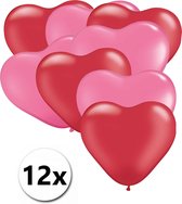 Ballonnen Hart Rood & Roze 12 stuks 26 cm