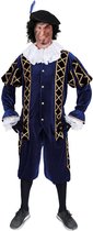 Luxe Piet pak fluweel zwart/blauw maat.XL - fluwelen pietenpak kostuum goud zwart Sinterklaas festival