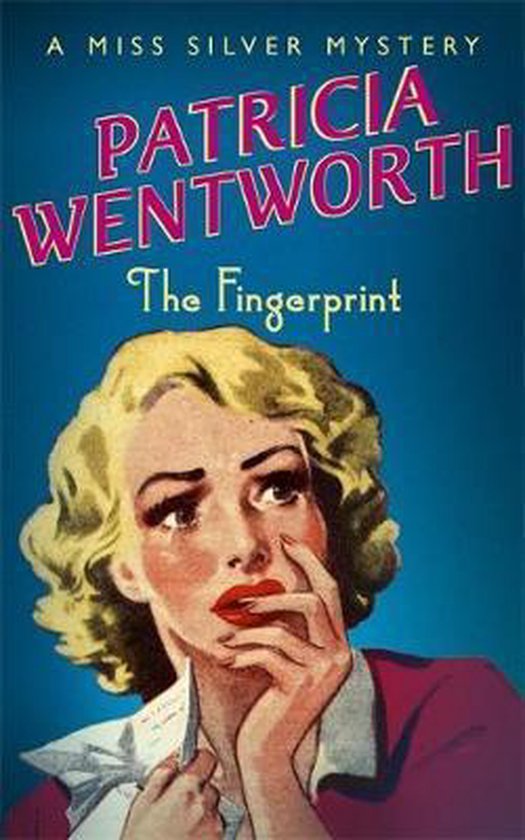 Boekomslag van 'The Fingerprint' van Patricia Wentworth. Een vrouw in paniek wrijft in haar ogen.