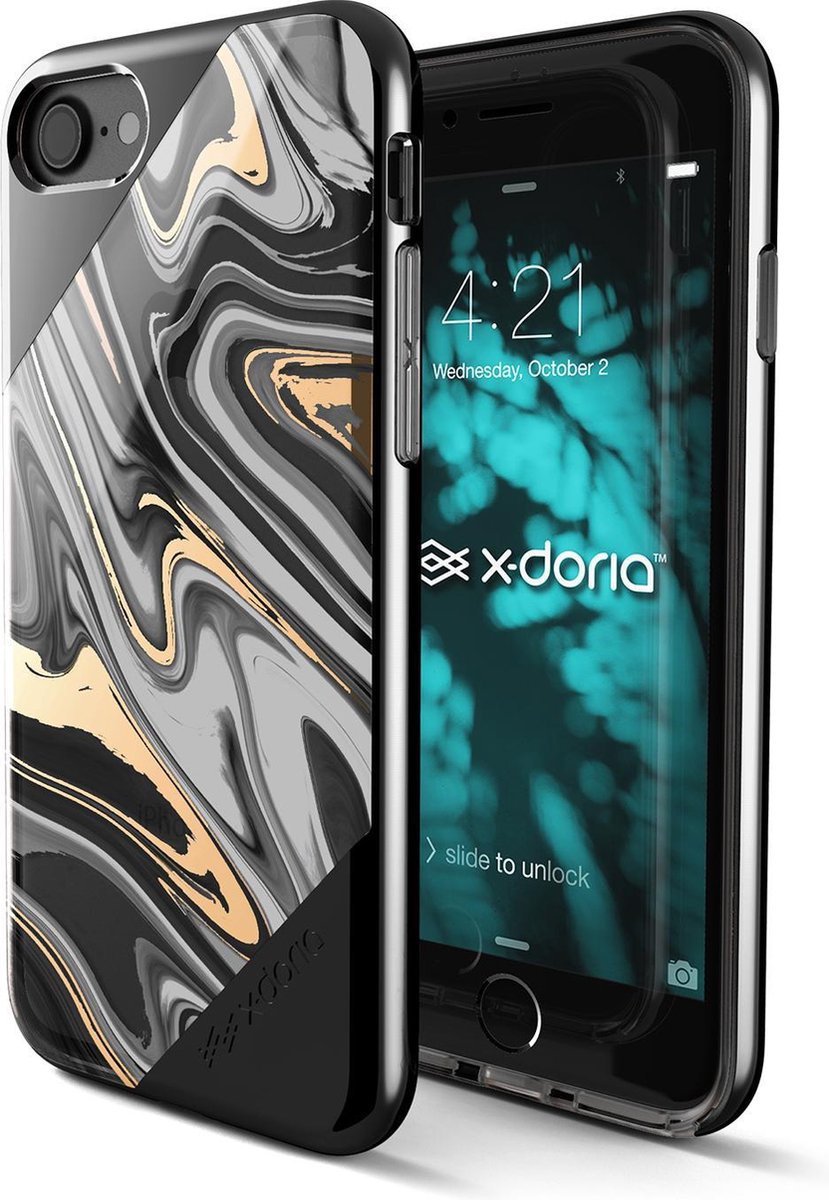 X-Doria Revel lux cover swirl - zwart - voor iPhone 7 en iPhone 8