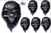 6x Masker Aap doodshoofd - Halloween horror thema party griezel apen creepy