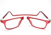 Magnetische leesbril - rood - sterkte +2.5