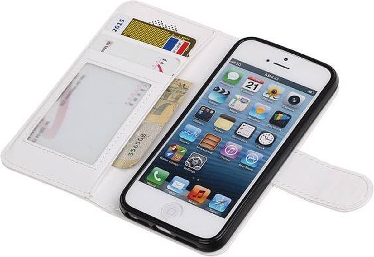 AA-Case Wit Book Case Effen design geschikt voor Apple iPhone 5/5s/SE