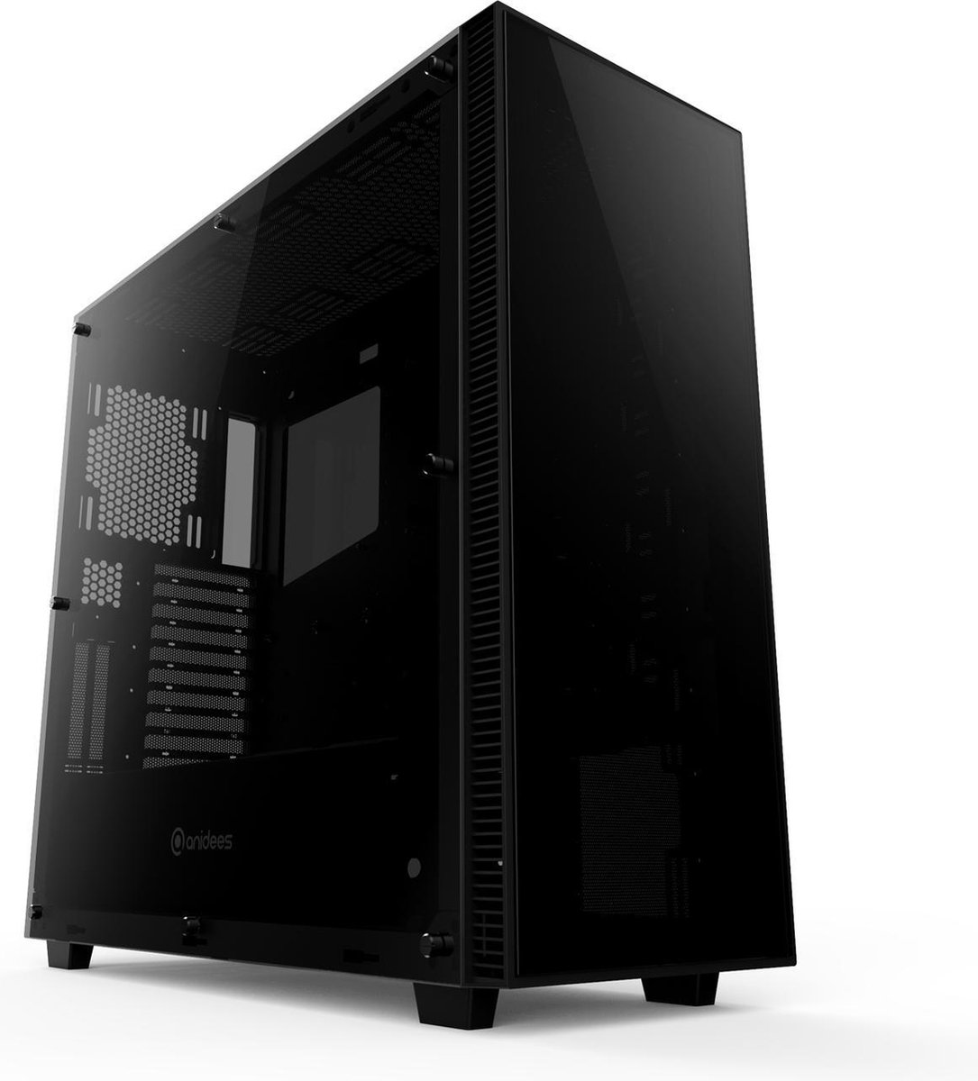 anidees AI Crystal XL Lite Tempered Glas /Steel Computer Gaming Behuizing suport HPTX /XL-ATX /E-ATX /ATX MB 480/ 360/280 Radiator -Zwart