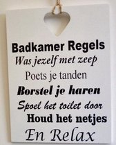 tekstbord badkamer regels wit