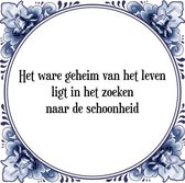 Tegeltje met Spreuk (Tegeltjeswijsheid): Het ware geheim van het leven ligt in het zoeken naar de schoonheid + Kado verpakking & Plakhanger