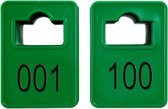 Garderobemunten / garderobe nummers - groen - 001-100 (100 jetons)