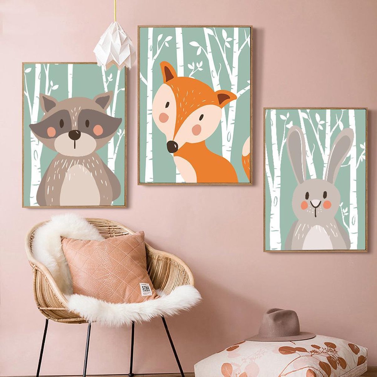 Postercity Design Canvas Poster Wasbeer in het Bos