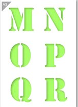 Lettersjabloon - M N O P Q R - Kunststof A3 stencil - Kindvriendelijk sjabloon geschikt voor graffiti, airbrush, schilderen, muren, meubilair, taarten en andere doeleinden