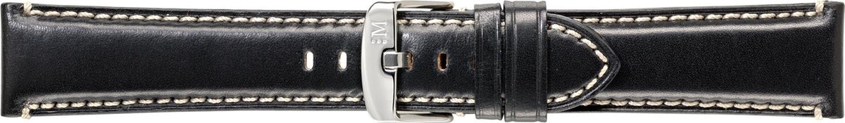 Morellato horlogeband Giorgione X4272B12019CR22 - PMX019GIORGI22 Glad leder Zwart 22mm + wit stiksel
