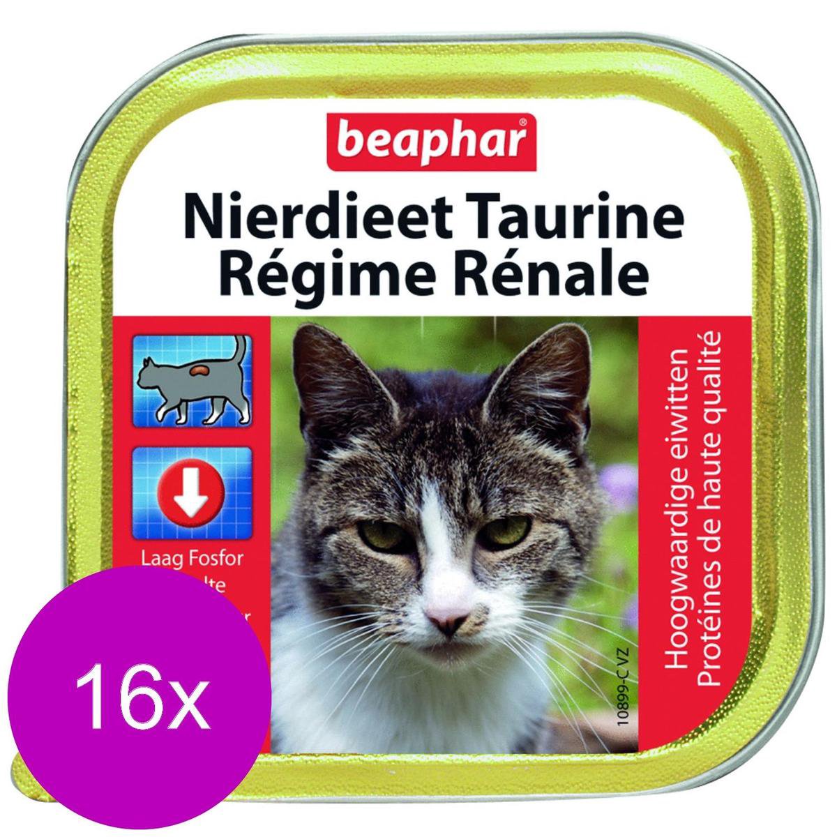 16x Beaphar Nierdieet Kattenvoer Nat Naturel 100 gr