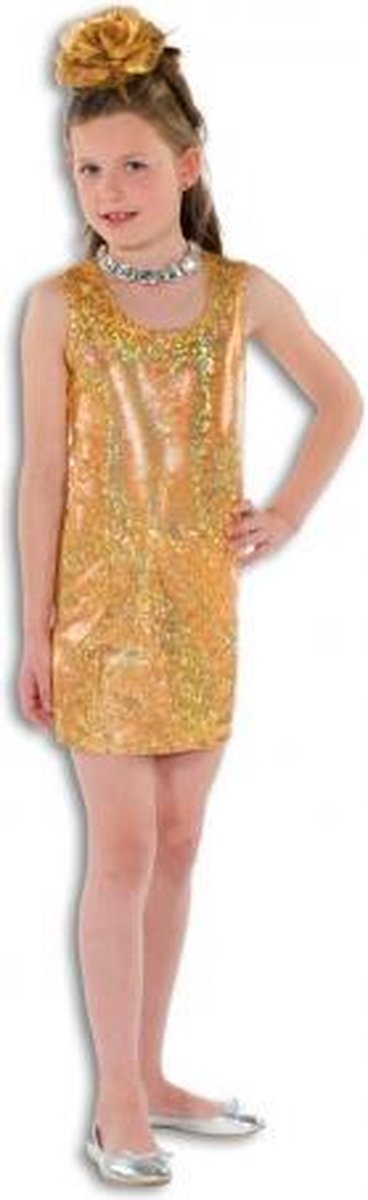 Gouden glitter jurk voor meisjes 140 | bol.com