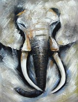 Schilderij olifant modern realistisch 75x100 Handgeschilderd - Artello - handgeschilderd schilderij met signatuur - schilderijen woonkamer - wanddecoratie - 700+ collectie Artello