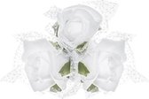 Posies met suction cups, wit, 10cm (1 zakje met 4 stuks)