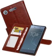 Hoesje Geschikt voor Xperia XZ1 - Portemonnee hoesje booktype Wallet case Bruin
